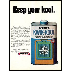 1970 Wynn's Kwik Kool Radiator Coolant Vintage Print Ad Man Cave Wall Art Photo